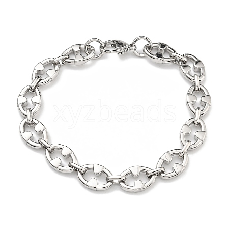 304 Stainless Steel Link Chain Bracelets BJEW-H618-02P-1