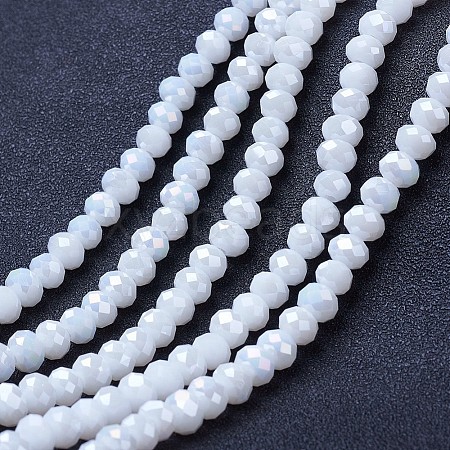 Electroplate Glass Beads Strands X-EGLA-A034-P6mm-B18-1