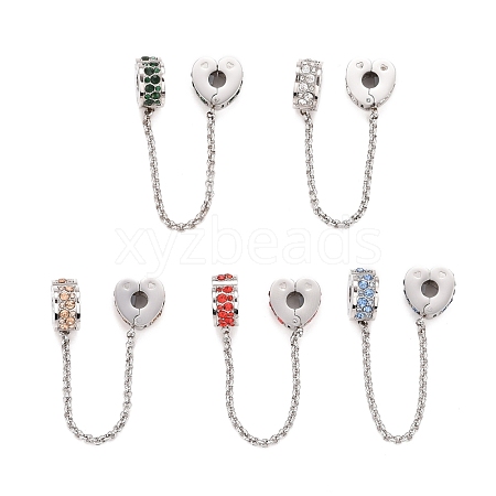 304 Stainless Steel Heart Safety Chain Clip Lock Stopper Charms STAS-C047-07P-1