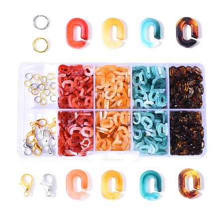 800Pcs 4 Colors Oval Acrylic Linking Rings DIY-YW0002-39-1