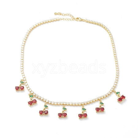 Brass Micro Pave Cubic Zirconia Choker Necklaces NJEW-H308-03G-1