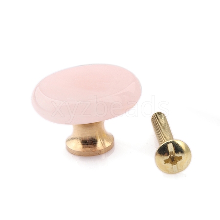 Flat Round Natural Rose Quartz Drawer Knobs PW-WG94208-04-1