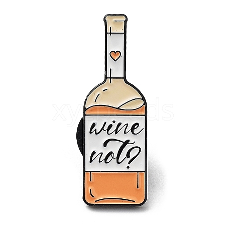 Bottle & Word Wine Not Enamel Pins JEWB-P020-B03-1