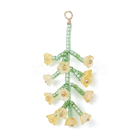 Glass Seed Beaded Flower Big Pendants PALLOY-MZ01184-02-1