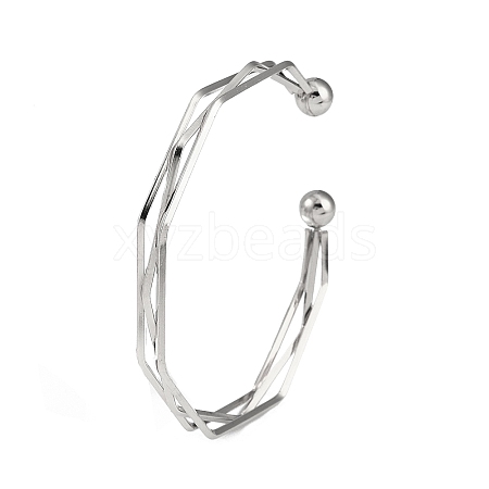 Non-Tarnish 304 Stainless Steel 3 Line Open Cuff Bangles for Women BJEW-S155-01P-1