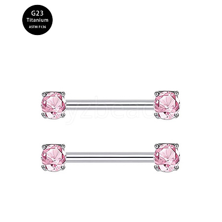 G23 Titanium Pink Cubic Zirconia Nipple Rings WG912A9-03-1