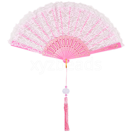 Plastic & Cloth Folding Fans AJEW-WH20020-161B-1