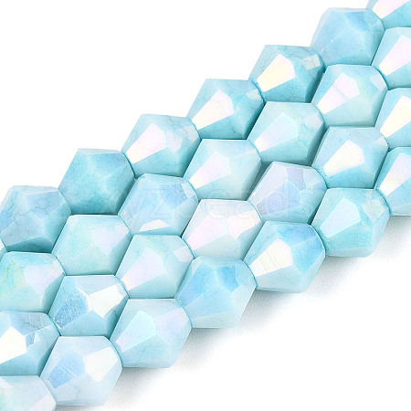 Anti-Tarnish Electroplate Glass Beads Strands GLAA-T025-8mm-12D-1