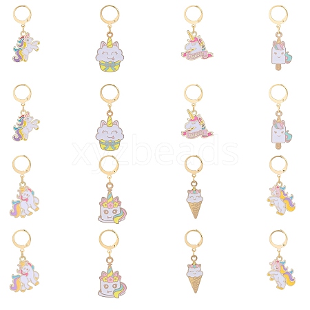 Alloy Enamel Unicorn Theme Pendant Locking Stitch Markers HJEW-SW00041-1