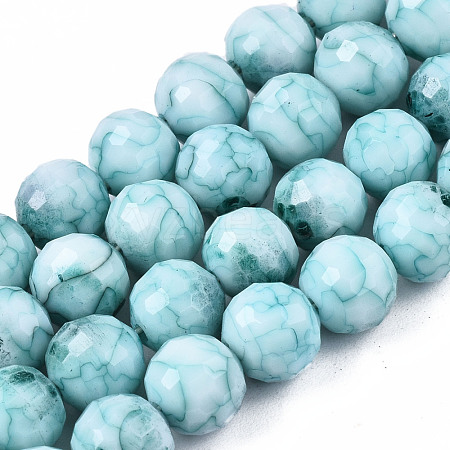 Opaque Baking Painted Crackle Glass Beads Strands EGLA-S174-33H-1