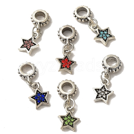 Alloy Rhinestone European Dangle Charms X-MPDL-R036-53-1