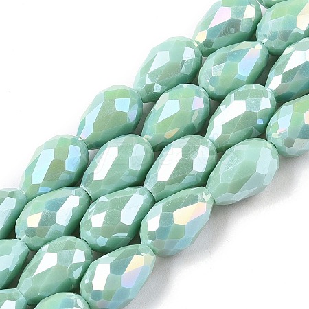 Opaque Solid Color Electroplate Glass Beads Strands EGLA-N013-P8mm-B14-1