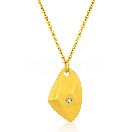 Stainless Steel Rhinestone Polygon Pendant Necklaces JX4099-1-1