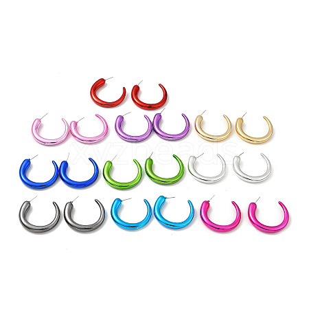 Horn Acrylic Stud Earrings EJEW-P251-01-1