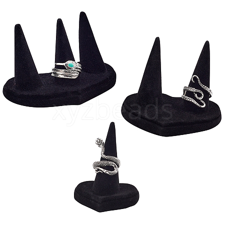 ARRICRAFT 3Pcs 3 Style Flocking Finger Ring Display Stands RDIS-AR0001-01-1