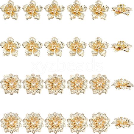 SUPERFINDINGS 24Pcs 2 Style Brass Beads FIND-FH0004-18-1