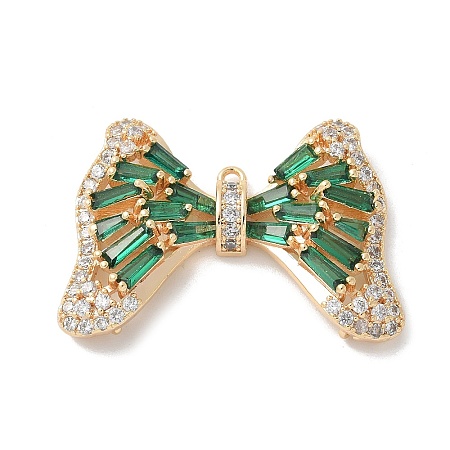 Brass Micro Pave Cubic Zirconia Pendants with Glass KK-U052-27G-01-1