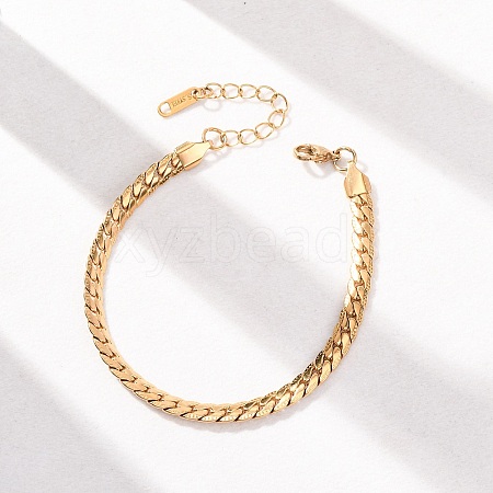 304 Stainless Steel Panzer Chain Bracelets for Women BJEW-F529-15G-1