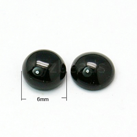 Natural Black Agate Cabochons G-C108-6mm-3-1