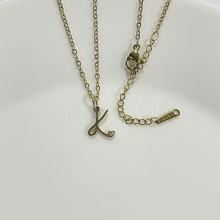 304 Stainless Steel Letter Pendant Necklaces NJEW-WH0027-04K-G-NR-1