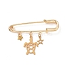 Stainless Steel Tortoise & Star Charms Safety Pin Brooch JEWB-BR00082-1