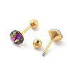 Ion Plating(IP) 2 Pairs 2 Colors Real 14K Gold Plated 304 Stainless Steel Rhinestone Stud Earrings EJEW-P258-08G-3