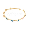 Adjustable Brass Colorful Enamel Evil Eye Open Cuff Bangles for Women BJEW-S147-18G-A-2