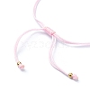 Glass Pearl & Seed Column with Heart Link Bracelet BJEW-MZ00028-01-5