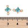 Brass Pave Glass Rhombus Links Connector Charms GLAA-Q088-001C-3