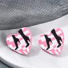 Heart Acrylic Printed Stud Earrings for Women EJEW-G418-01A-2