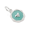 925 Sterling Silver Enamel Flat Round with Heart Charms with Jump Rings and 925 Stamp STER-D288-04S-04-2