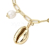 Natural Freshwater Pearl & Electroplated Shell Charm Bracelets BJEW-JB11255-3