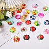 50Pcs Flower Printed Glass Cabochons GGLA-SZ0001-18-6