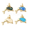 Rack Plating Brass Micro Pave Clear Cubic Zirconia Pendants KK-P268-15G-1