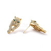 Green Cubic Zirconia Leopard Stud Earrings EJEW-C023-04G-2