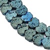 Electroplated Natural Lava Rock Beads Strands G-K388-04A-03-2