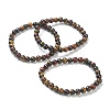 Natural Tiger Eye Beaded Stretch Bracelets BJEW-A117-B-43-1