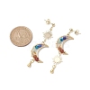 Chakra Moon Copper Wire Wrapped Gemstone Stud Earring EJEW-TA00485-3