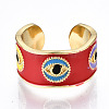 Brass Enamel Cuff Rings RJEW-T018-01G-NF-4