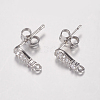 Brass Micro Pave Cubic Zirconia Stud Earring Findings ZIRC-G122-59P-RS-1