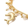 Dolphin Brass Charm Bracelets BJEW-L696-010G-2