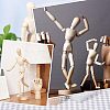 Olycraft 2Pcs 2 Style Unfinished Wooden Pine Movable Joint Family Model DIY-OC0008-36-6