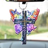 Colorful Butterfly Faith Jesus Cross Acrylic Pendant Decoration RJEW-E007-03P-01-1