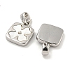 Natural Shell & Brass Square with Flower Charms with Snap on Bails KK-P275-05P-2