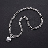 Stainless Steel Cable Chain Heart Pendant Necklaces with OT Clasps IT6269-4