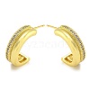 Rack Plating C-Shaped Brass Micro Pave Clear Cubic Zirconia Stud Earrings for Women EJEW-G410-52G-1