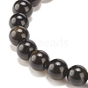2Pcs 2 Style Natural Golden Sheen Obsidian & Lava Rock Stretch Bracelets Set BJEW-JB08193-01-7