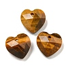 Natural Tiger Eye Faceted Heart Charms G-G123-01E-1