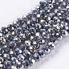 Faceted Rondelle Electroplate Glass Beads Strands X-EGLA-D009-27-1