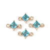 Brass Pave Glass Rhombus Links Connector Charms GLAA-Q088-001C-1